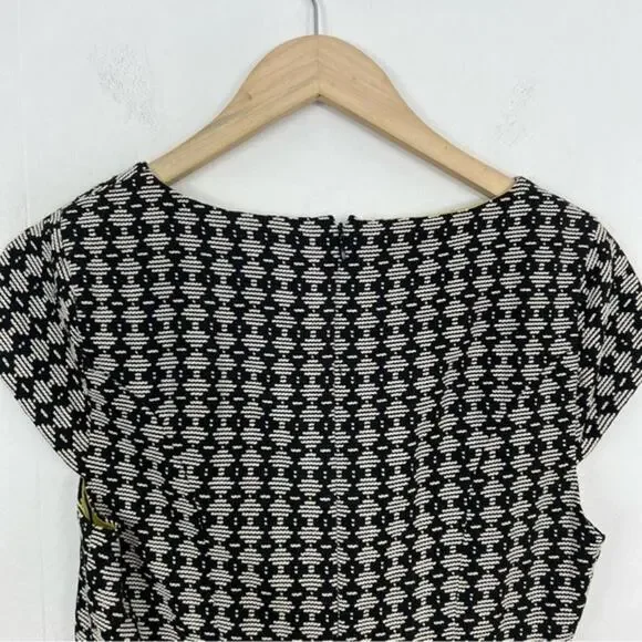 Anthropologie Maeve Jacquard Circle Skirt Black Cream Dress Size 4 - Picture 8 of 16